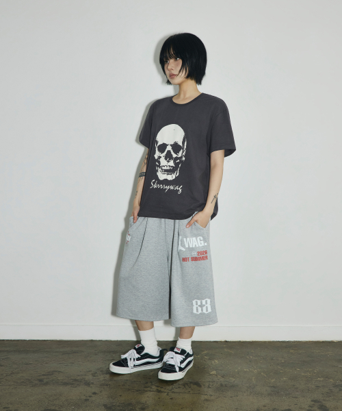 VTG 스컬 크롭 티셔츠[차콜]
