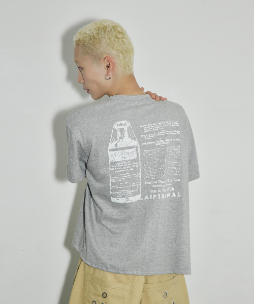 ASPIRONAL 슬라브 크롭 티셔츠[그레이]