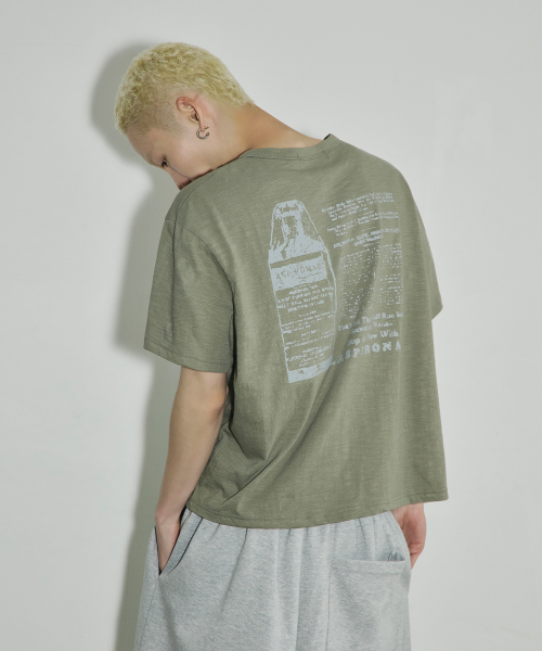 ASPIRONAL 슬라브 크롭 티셔츠[카키]