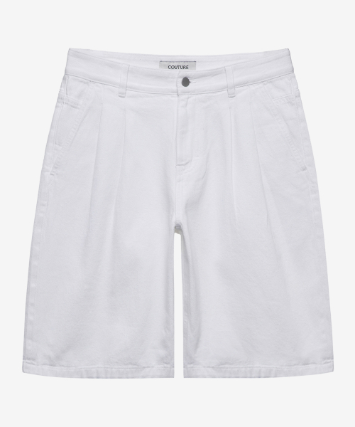 [COUTURE]9ozTwo tuck white denim half pants