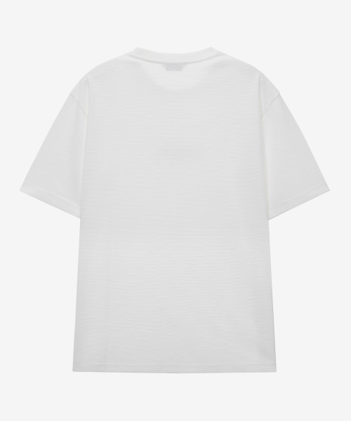 Waffle Organized Embroidered Semi-Overfit White T-shirt