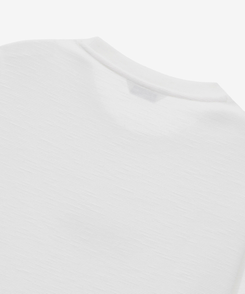 Waffle Organized Embroidered Semi-Overfit White T-shirt