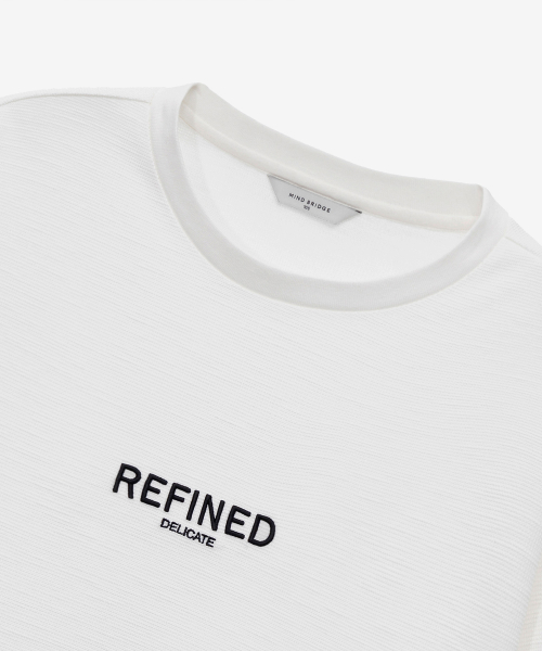 Waffle Organized Embroidered Semi-Overfit White T-shirt