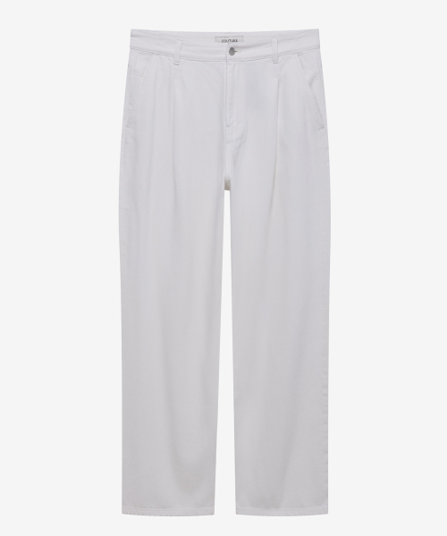 [COUTURE]9ozwide one-tuck white denim pants
