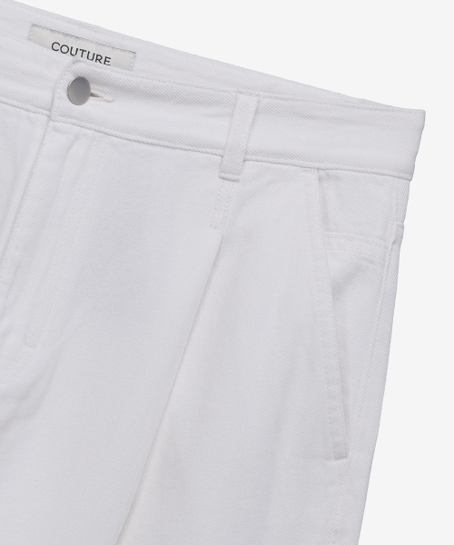 [COUTURE]9ozwide one-tuck white denim pants