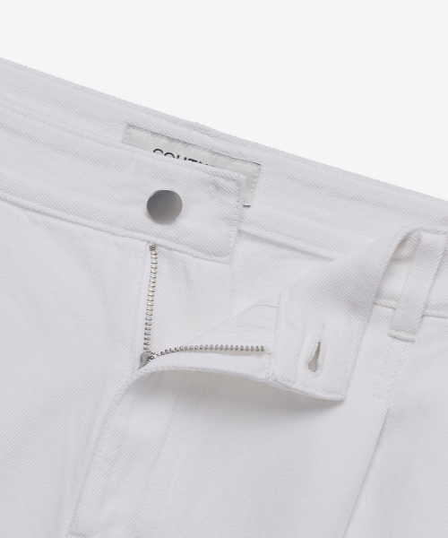 [COUTURE]9ozwide one-tuck white denim pants