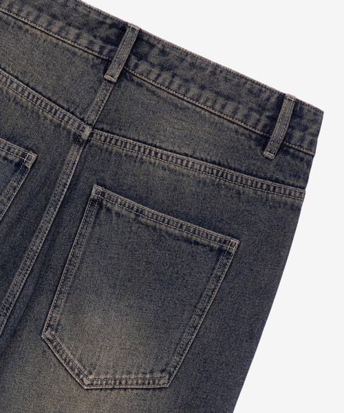 Yellow Extra Wide Vintage Washed Denim Pants_MI