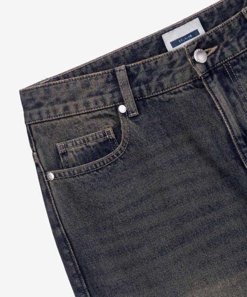 Yellow Extra Wide Vintage Washed Denim Pants_MI