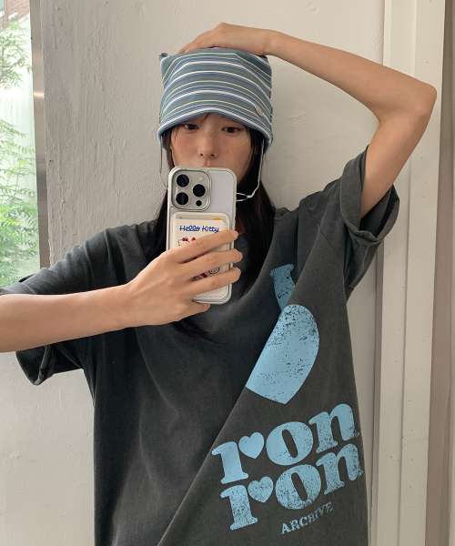 STRIPE KNOT SQUARE BEANIE BLUE