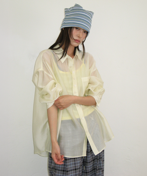 STRIPE KNOT SQUARE BEANIE BLUE