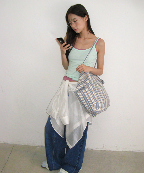 PATTERN LOGO SHOPPER BLUE STRIPE