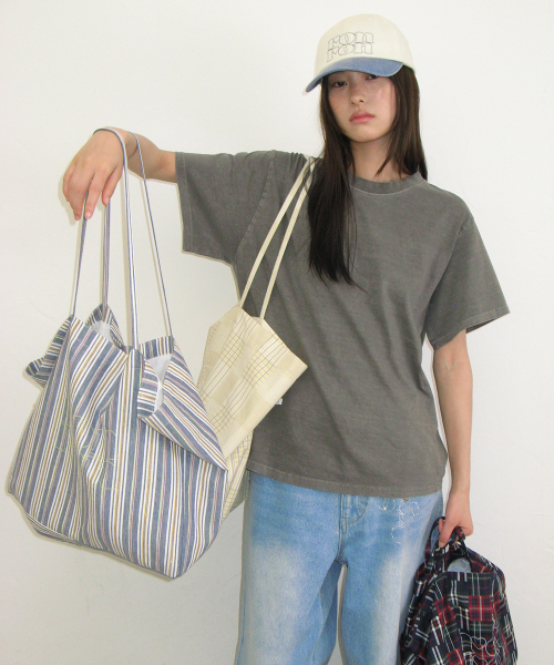 PATTERN LOGO SHOPPER BLUE STRIPE