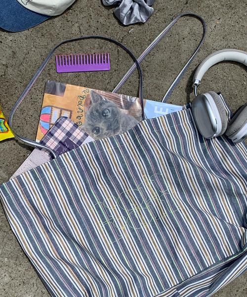 PATTERN LOGO SHOPPER BLUE STRIPE
