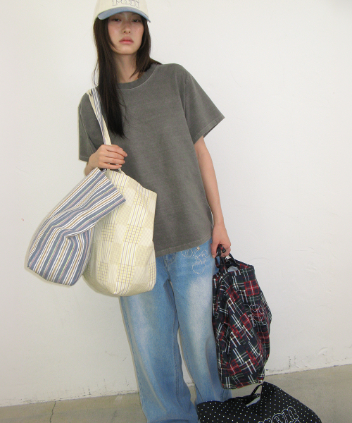 PATTERN LOGO SHOPPER YELLOW CHECK