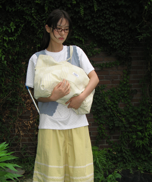 PATTERN LOGO SHOPPER YELLOW CHECK