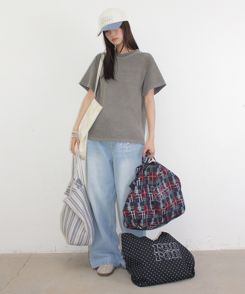 PATTERN LOGO SHOPPER RED CHECK