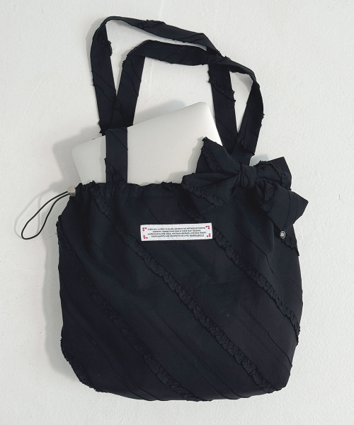 RIBBON HAIR PIN SET FRILL ECO BAG BLACK