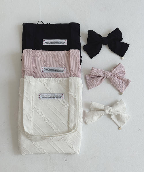 RIBBON HAIR PIN SET FRILL ECO BAG BLACK