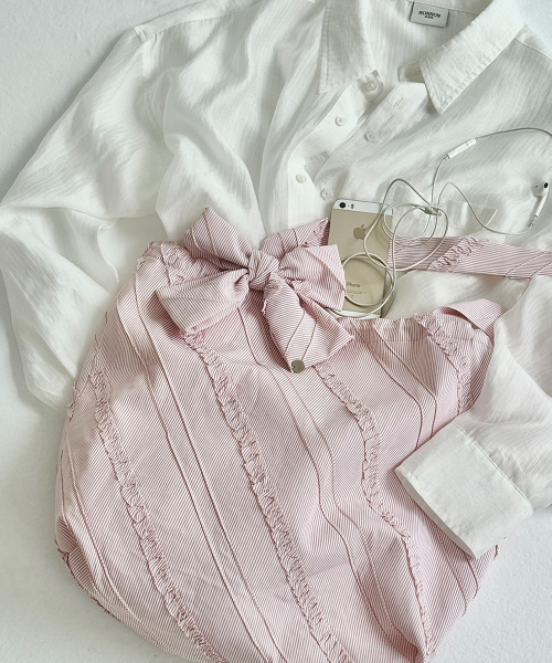 RIBBON HAIR PIN SET FRILL ECO BAG SOFT PINK