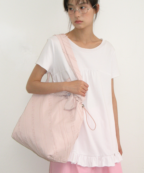 RIBBON HAIR PIN SET FRILL ECO BAG SOFT PINK