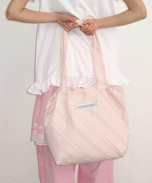 RIBBON HAIR PIN SET FRILL ECO BAG SOFT PINK