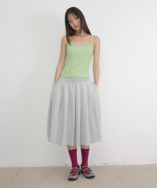 PLEATS SWEAT LONG SKIRT GREY