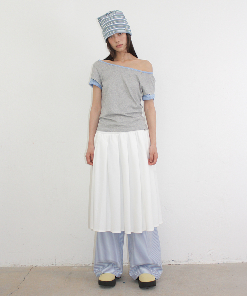 PLEATS SWEAT LONG SKIRT WHITE