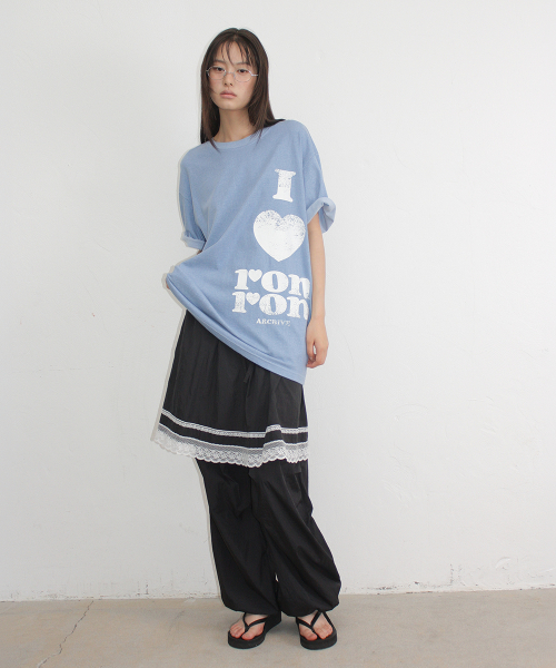 LACE POINT SKIRT LAYERED JOGGER PANTS BLACK