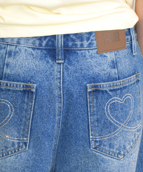 HOTFIX KEYRING WIDE DENIM PANTS MEDIUM BLUE