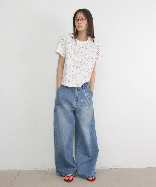 HOTFIX KEYRING WIDE DENIM PANTS MEDIUM BLUE