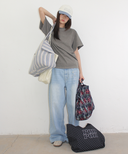 HOTFIX KEYRING WIDE DENIM PANTS LIGHT BLUE