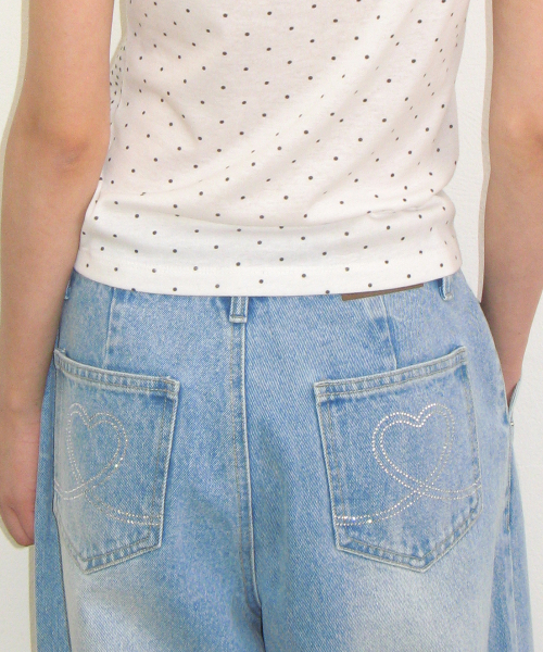 HOTFIX KEYRING WIDE DENIM PANTS LIGHT BLUE