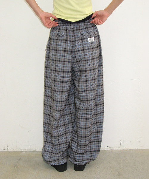 HEART KEYRING CHECK JOGGER PANTS NAVY
