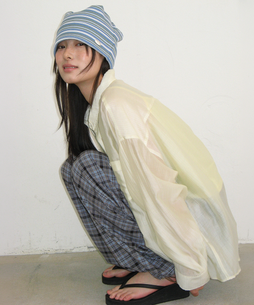 HEART KEYRING CHECK JOGGER PANTS NAVY