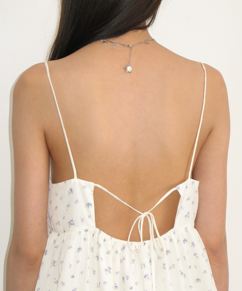 FLORAL FRILL A LINE SLEEVELESS DRESS WHITE