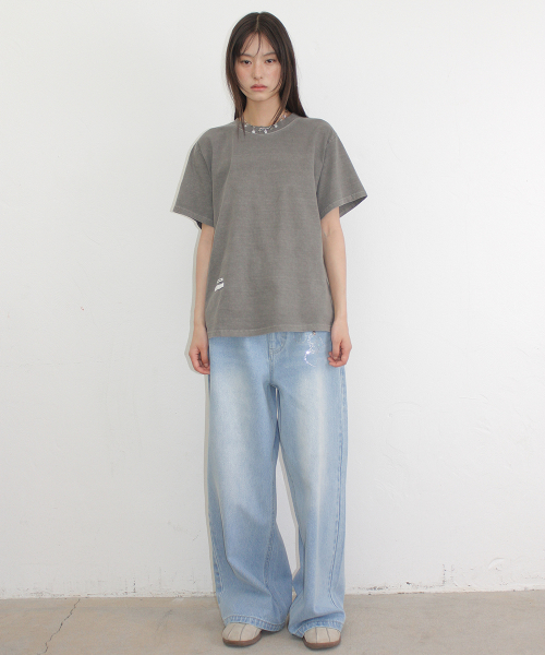 PIGMENT MINI LABEL BASIC FIT T SHIRT GREY