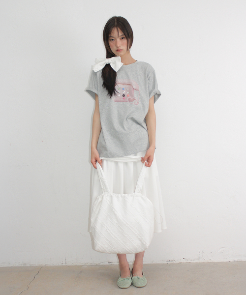 BUTTON RETRO TELEPHONE T SHIRT GREY