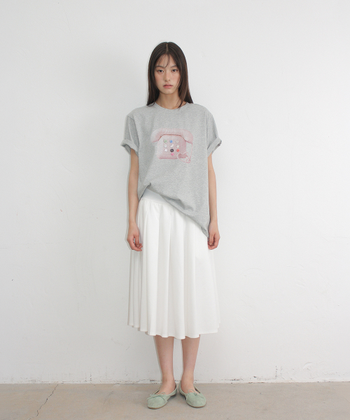 BUTTON RETRO TELEPHONE T SHIRT GREY