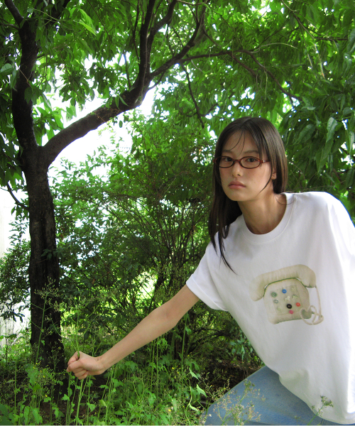 BUTTON RETRO TELEPHONE T SHIRT WHITE