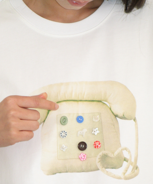 BUTTON RETRO TELEPHONE T SHIRT WHITE