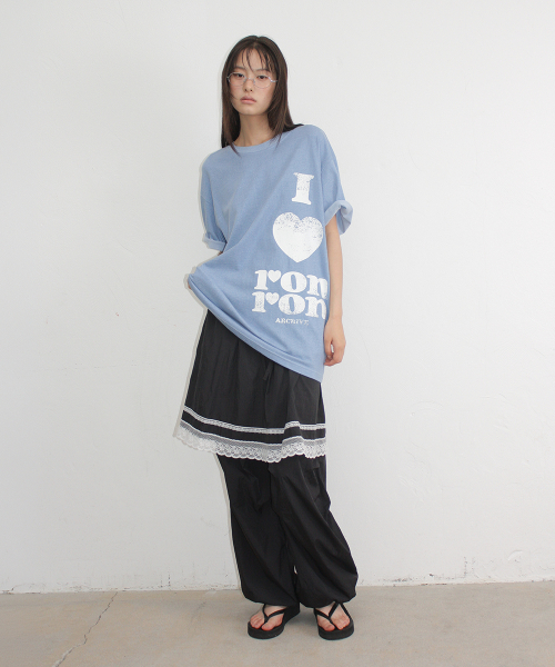 PIGMENT I LUV RON OVER FIT T SHIRT BLUE