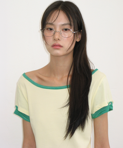 HEART BUTTON ROLL UP LAYERED T SHIRT SOFT YELLOW