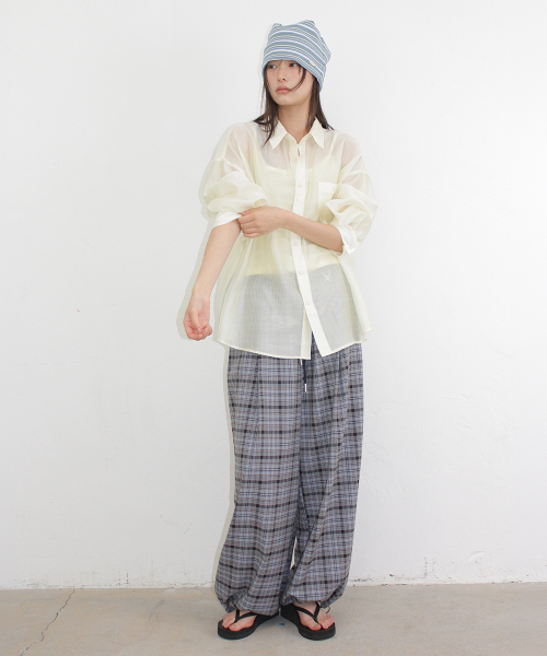SHEER BUTTON POCKET OVERSIZED SHIRT SOFT YELLOW