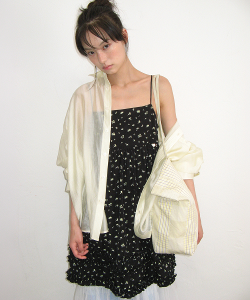 SHEER BUTTON POCKET OVERSIZED SHIRT SOFT YELLOW