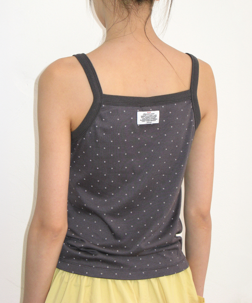 PATTERN PATCHWORK BUTTON SLEEVELESS CHARCOAL