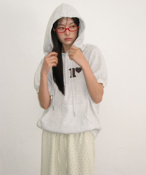 DOT R HALF SLEEVE HOODIE WHITE MELNAGE