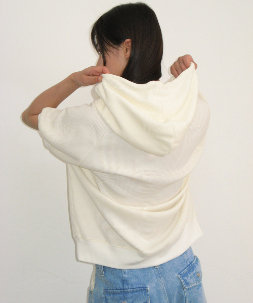 DOT R HALF SLEEVE HOODIE SOFT YELLOW