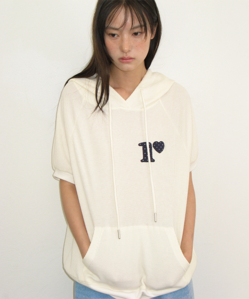 DOT R HALF SLEEVE HOODIE SOFT YELLOW