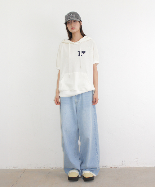 DOT R HALF SLEEVE HOODIE SOFT YELLOW