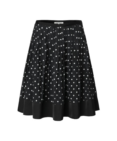 DOT PLEATED SATIN SKIRT BLACK